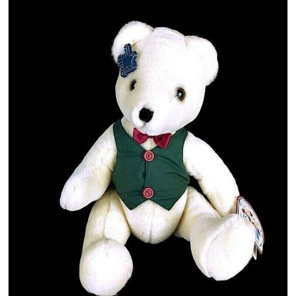 Applause 1988 Welcome Friends jointed teddy bear plush toy animal with vest - Picture 9 of 11